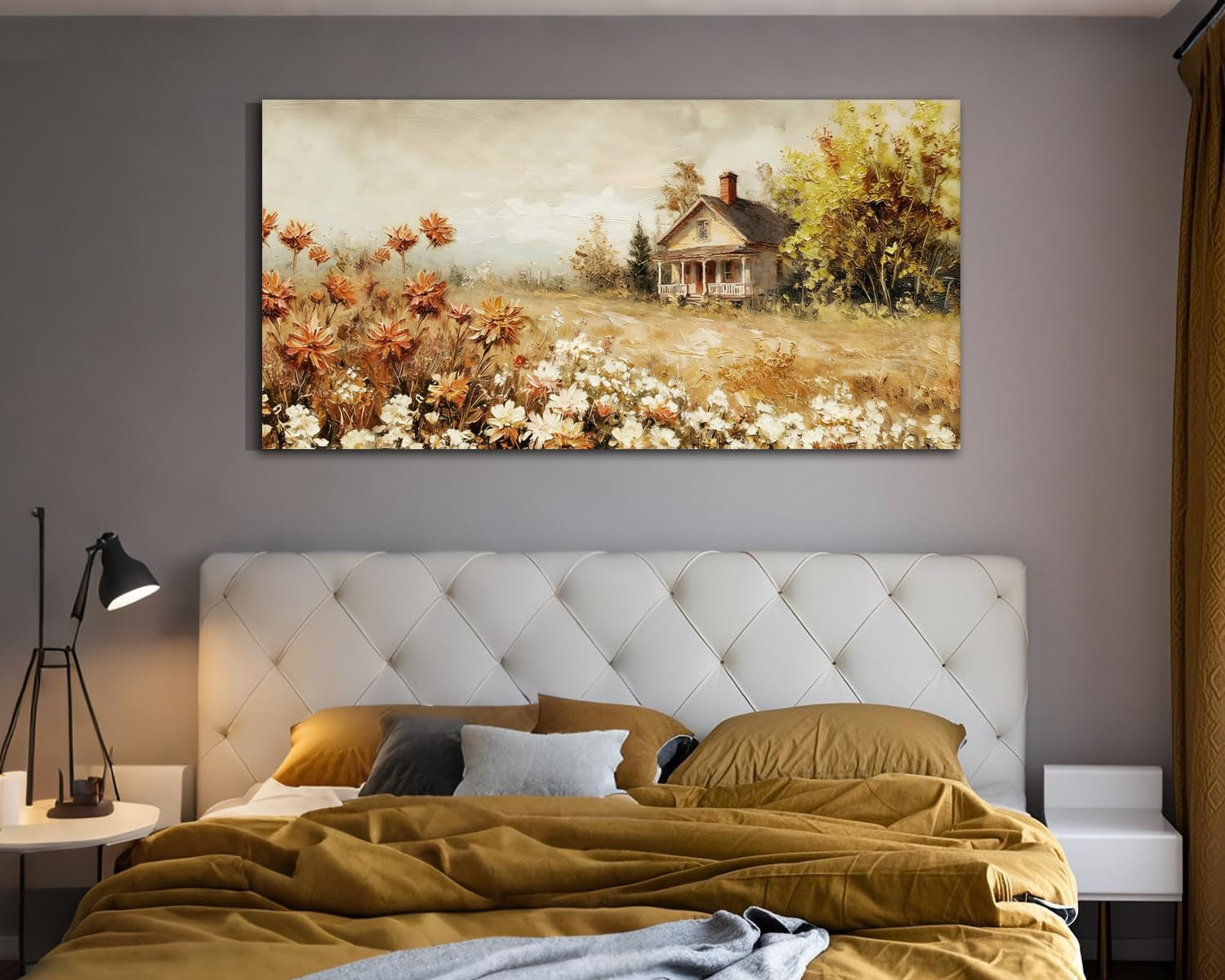 Canvas Wall Art Rustic Farmhouse Landscape 58x29in