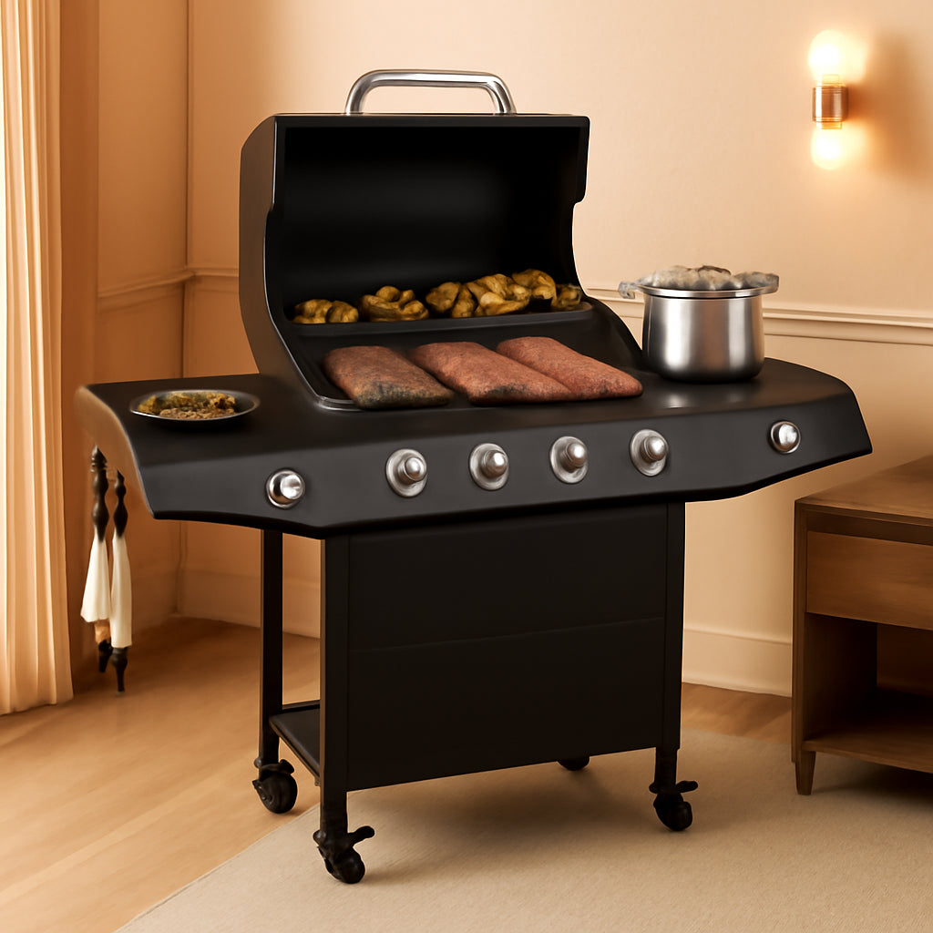 Four-Burner Propane Gas Grill 50,000-BTU Side-Burner