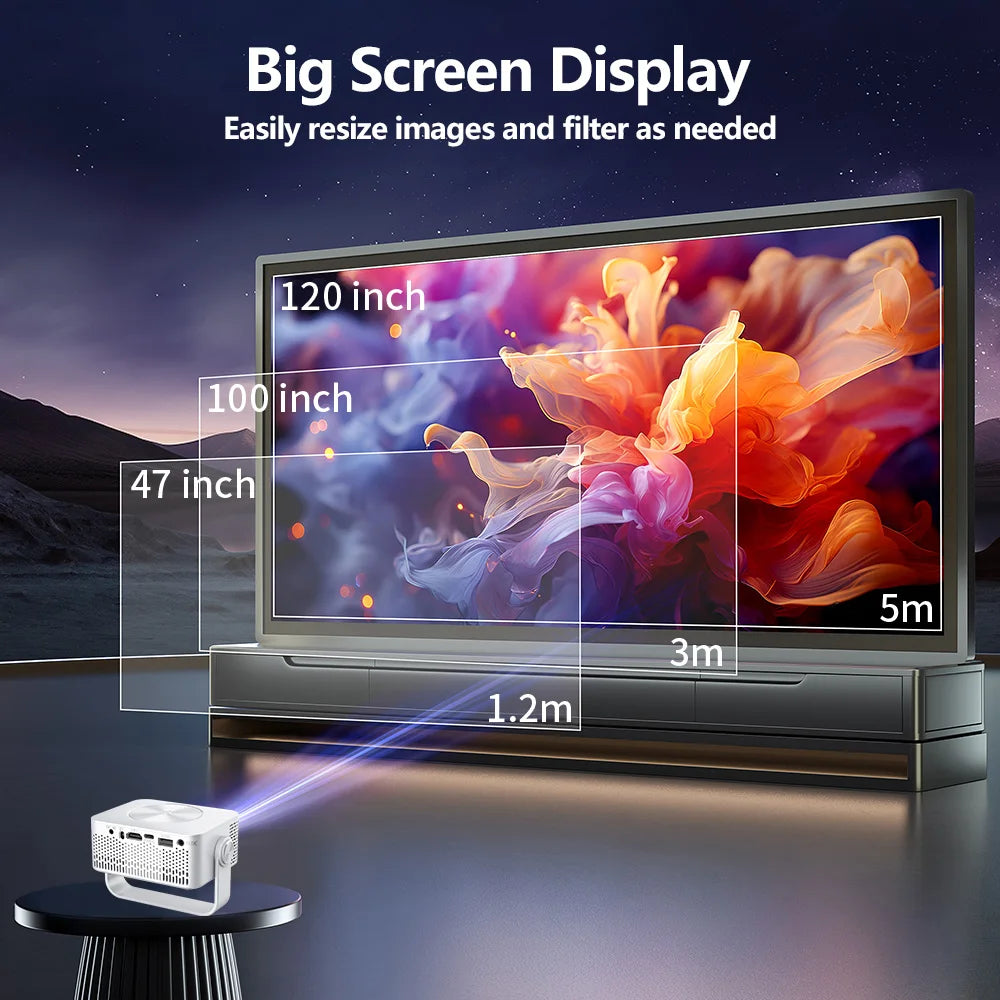 M60 Projector Full HD 1080P Supported 4K Portable Ultra Thin Projector Dual Band 2.4G+5G WiFi Auto Focus Auto Keystone Home Theater Office Projector