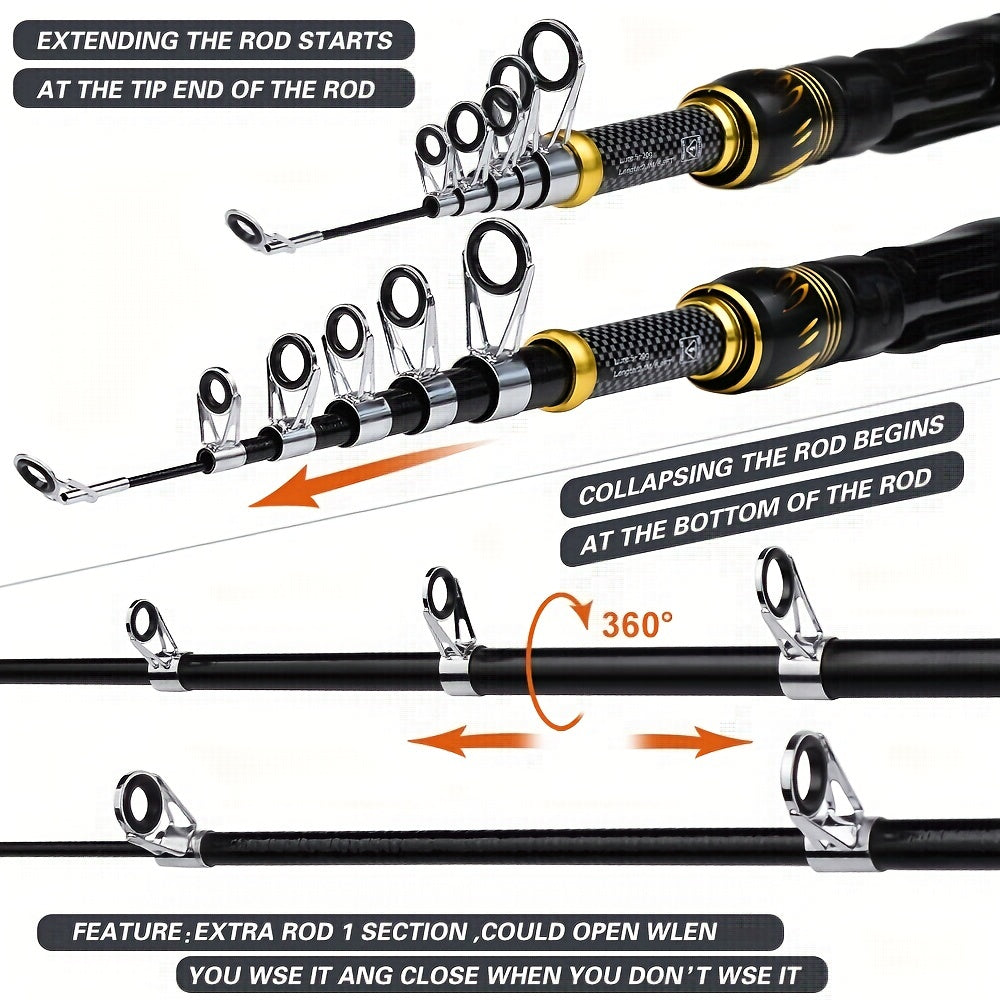 NNETM Fishing Rod Reel Combo Kit with Lures and Bag