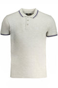 CAVALLI CLASS MEN'S GRAY SHORT SLEEVED POLO SHIRT