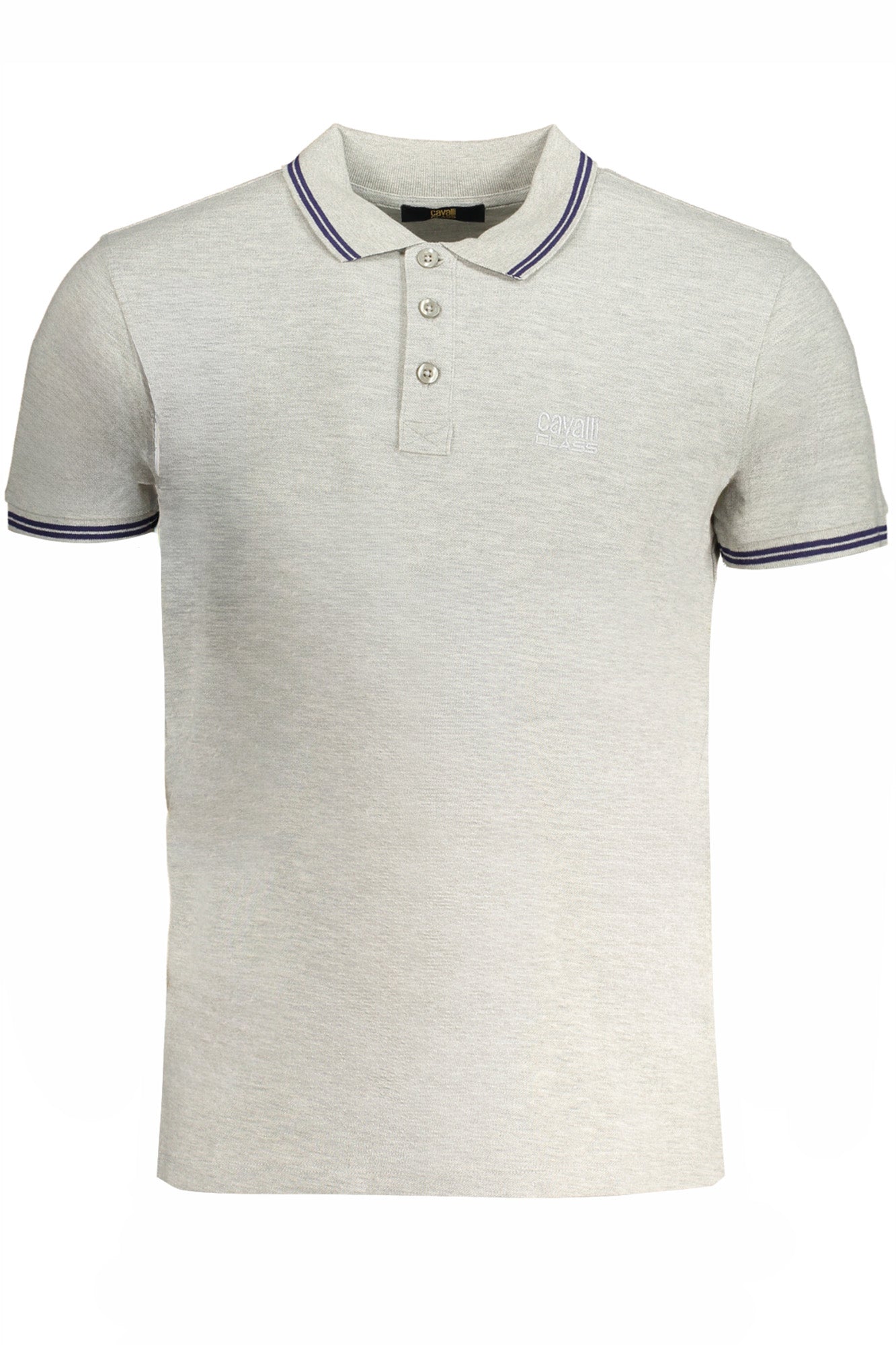 CAVALLI CLASS MEN'S GRAY SHORT SLEEVED POLO SHIRT
