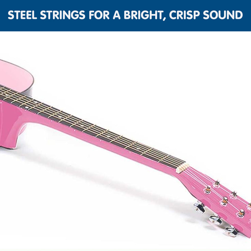 NNEDPE 38in Cutaway Acoustic Guitar with guitar bag - Pink