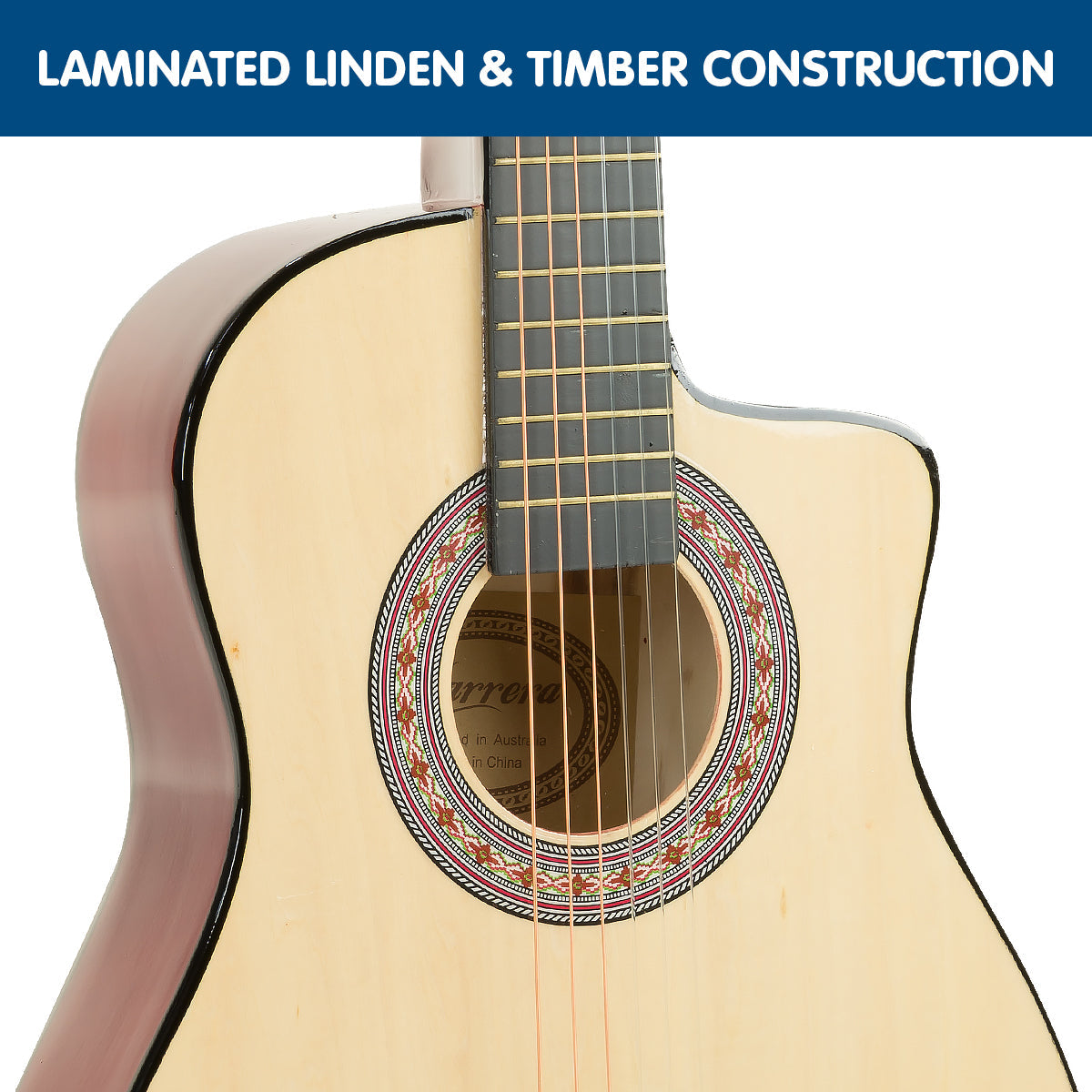 NNEDPE 38in Pro Cutaway Acoustic Guitar with guitar bag - Natural