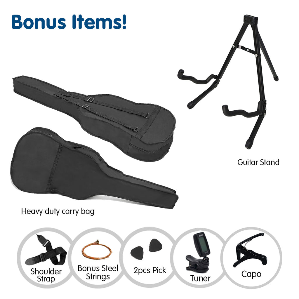 NNEDPE 38in Pro Cutaway Acoustic Guitar with guitar bag - Natural