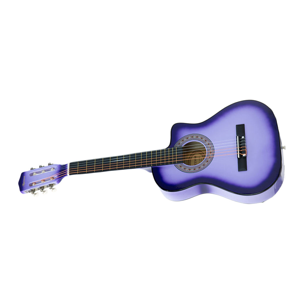 NNEDPE 38in Cutaway Acoustic Guitar with guitar bag - Purple Burst