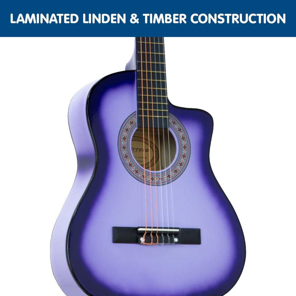 NNEDPE 38in Cutaway Acoustic Guitar with guitar bag - Purple Burst