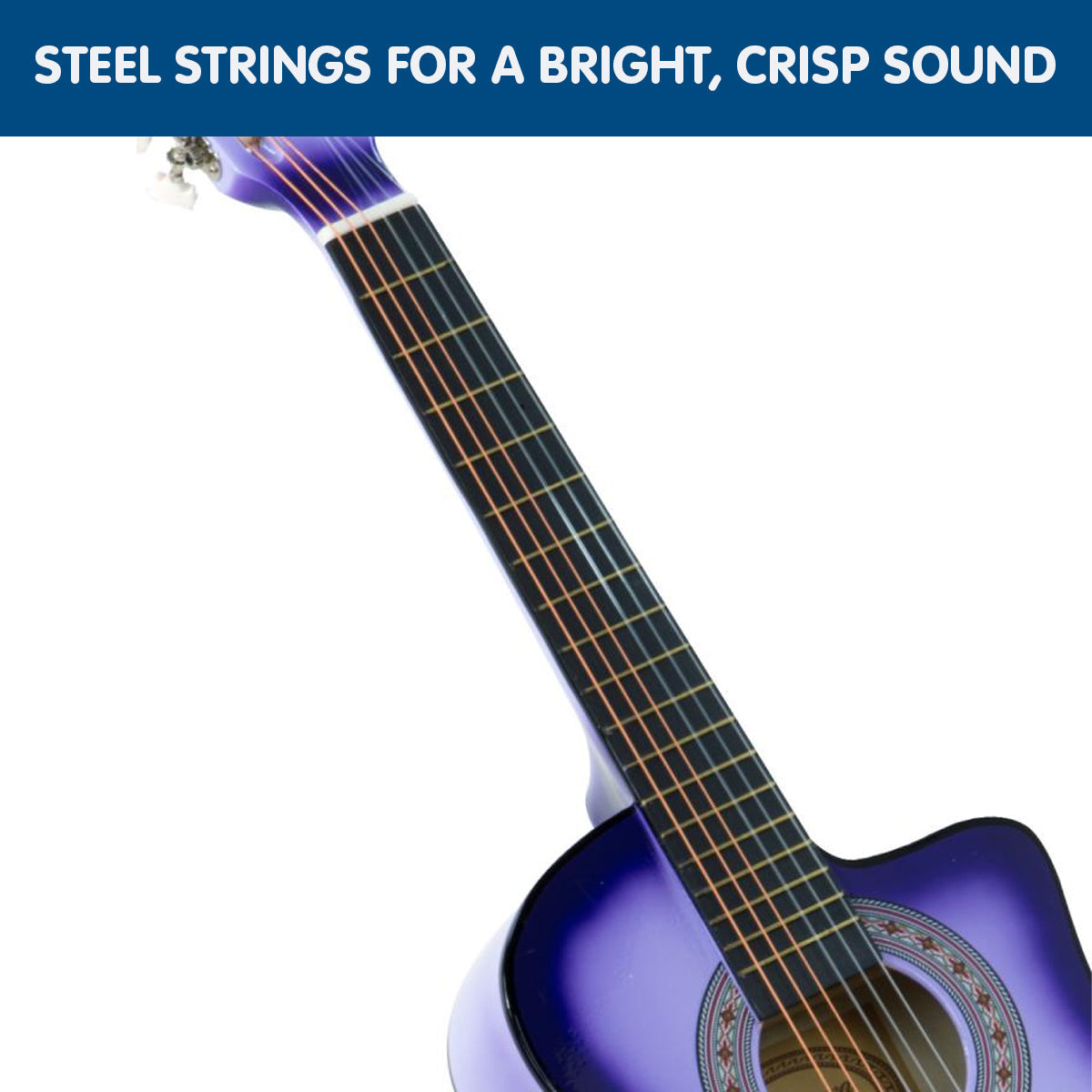 NNEDPE 38in Cutaway Acoustic Guitar with guitar bag - Purple Burst