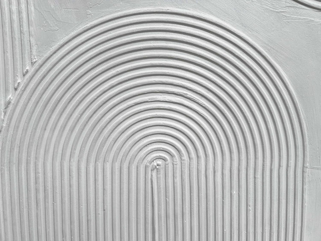White Textured Abstract Minimalist Wall Art 24x36 Inches
