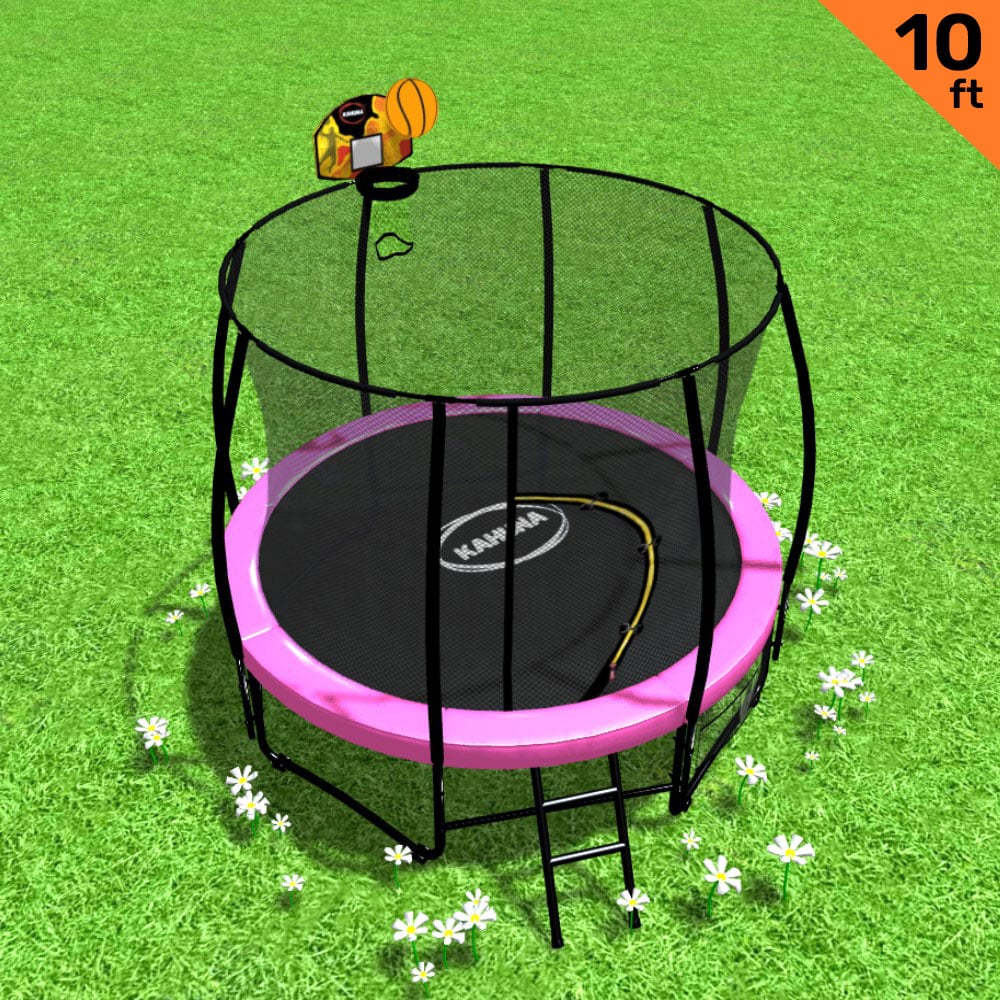 NNEDPE Trampoline 10ft with  Basket ball set - Pink