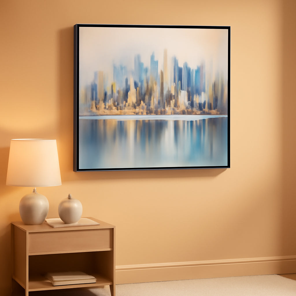 New York Metropolitan Skyline Framed Wall Art 20x40