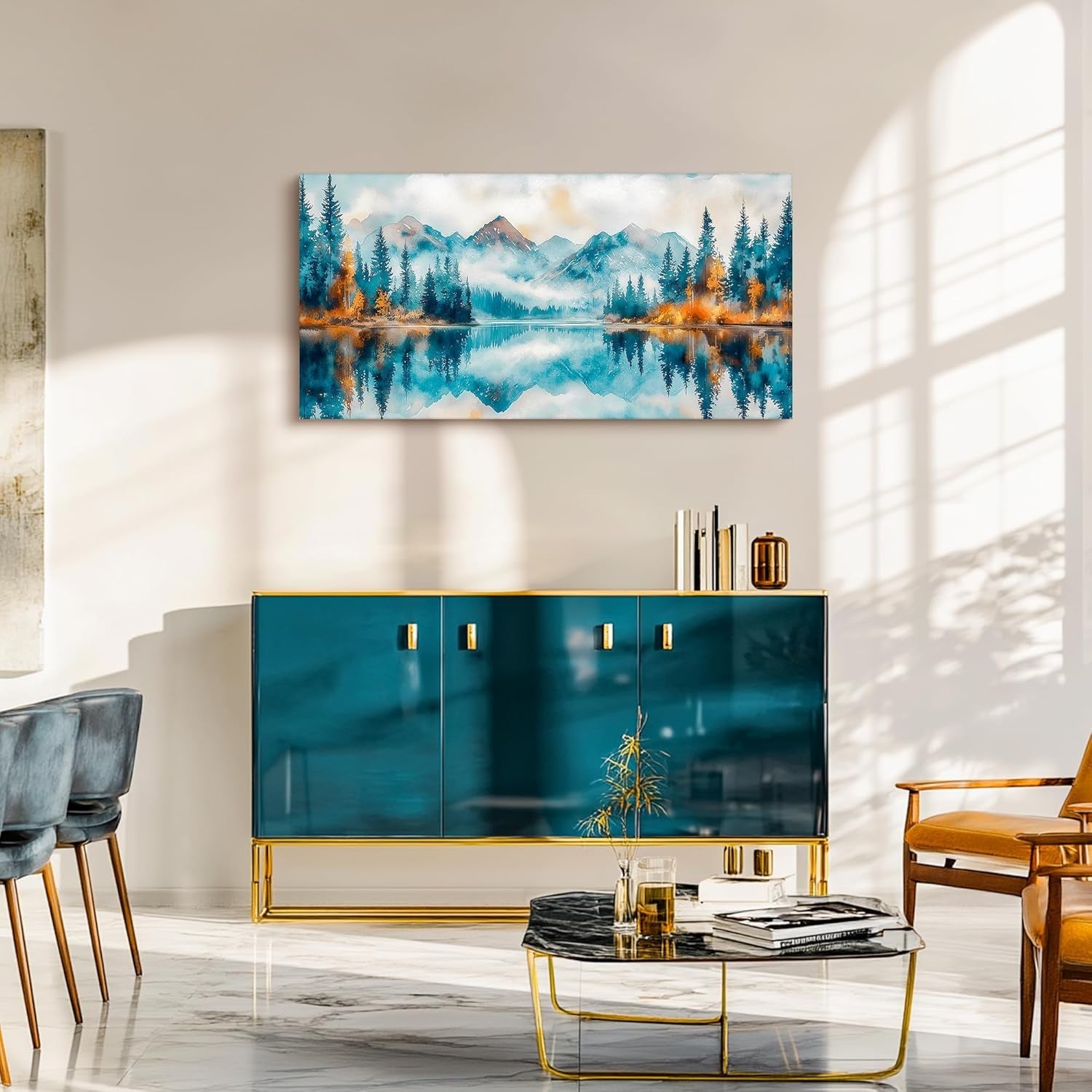 Blue Forest Canvas Wall Art 20x40 Land scape Art work