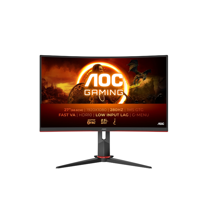 AOC 27" C27G2Z3/BK 16_9 FullHD Fast VA Ívelt Gaming Monitor - Fekete/Piros (C27G2Z3/BK)