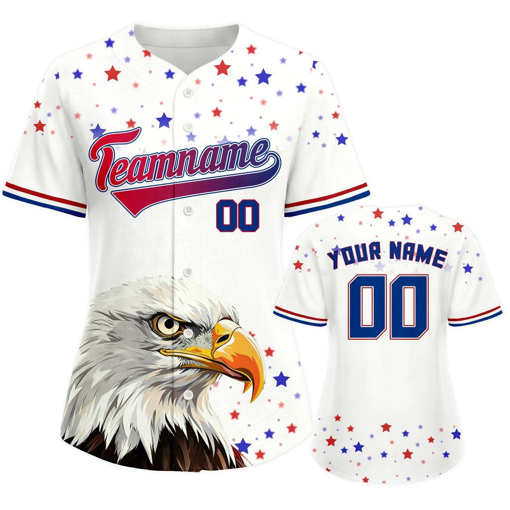 Custom USA Baseball Jersey for Women 4th of July Button Down Baseball Shirt with Personalized Name Number