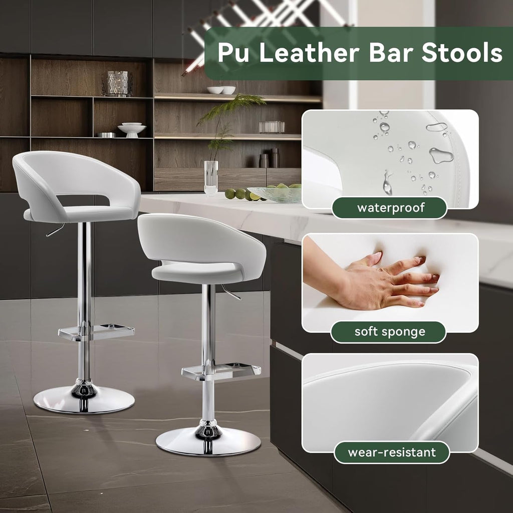 Adjustable Swivel Bar Stool with Arms and Footrest