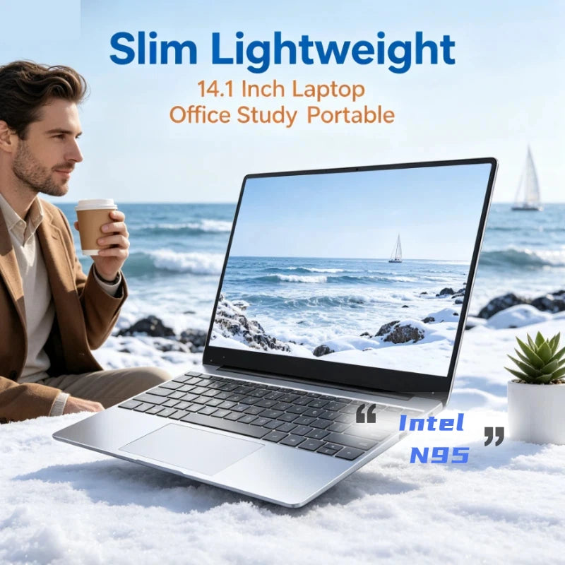 7500mAh Lightweight Original 14.1" Laptop N95 FHD IPS Display 120 Hz Ultra-clear Screen 32GB/2TB SSD Backlit Keyboard