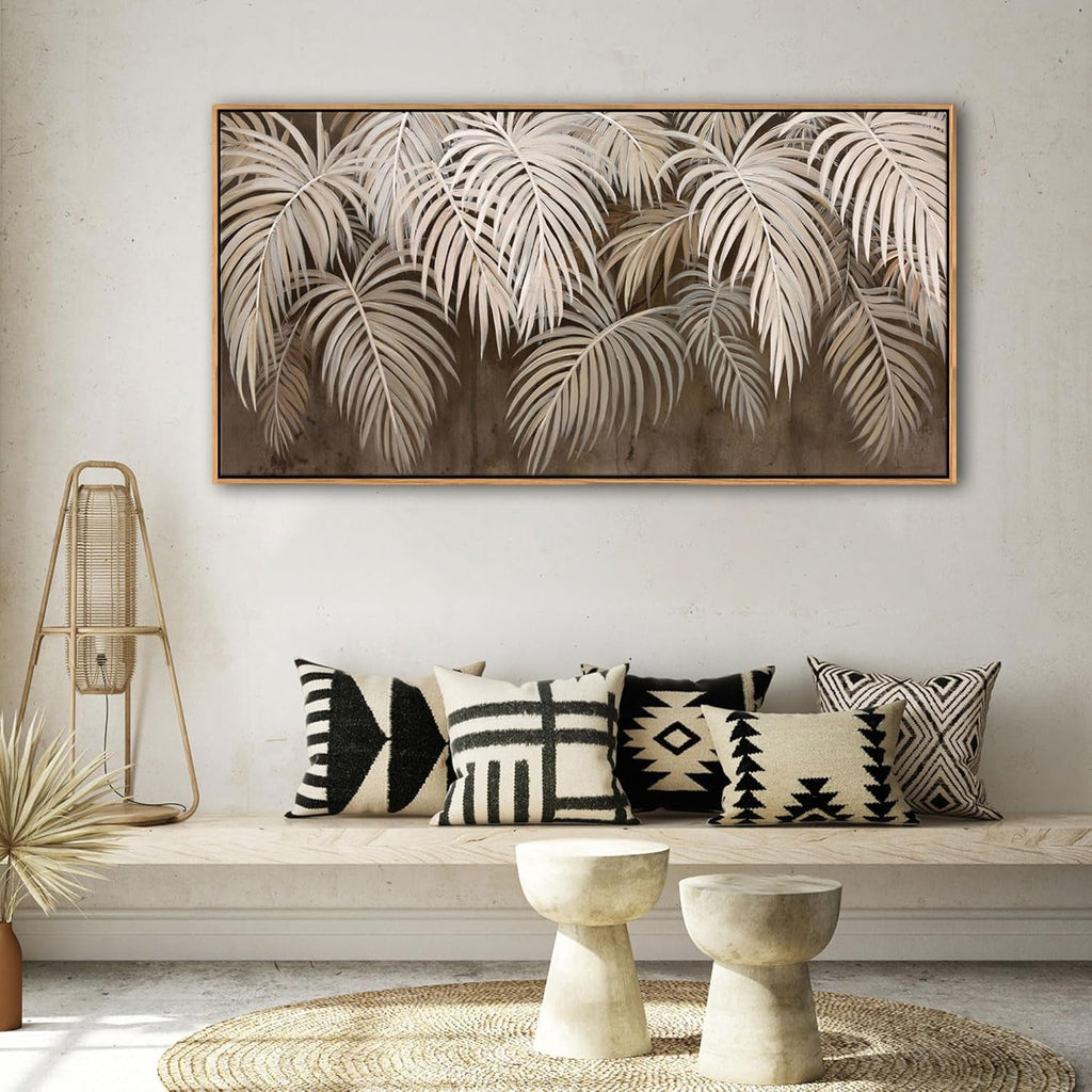 Professional Neutral Canvas Wall Art 24x48 Framed