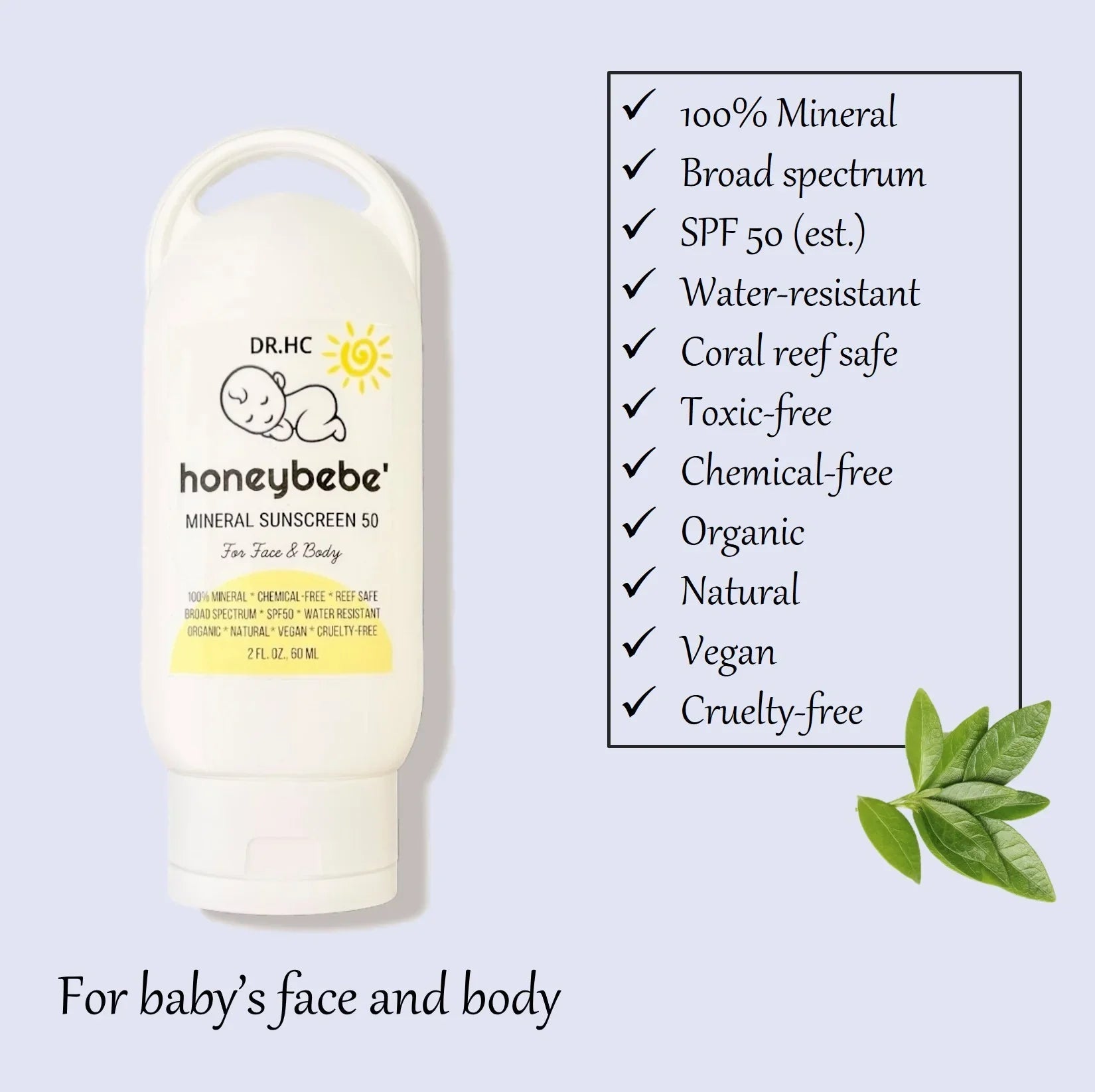 DR.HC Honeybebe' Mineral Sunscreen 50 (for baby face & body) (2.4 fl.oz., 70 ml)