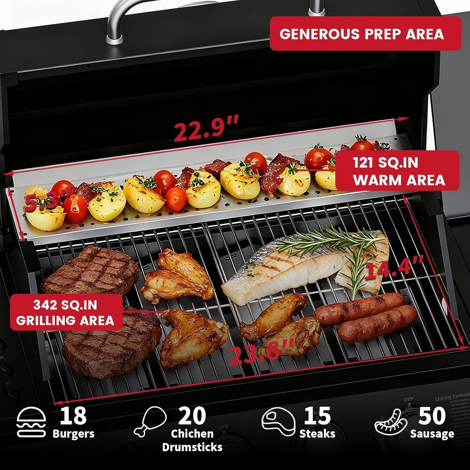 Four-Burner Propane Gas Grill 50,000-BTU Side-Burner