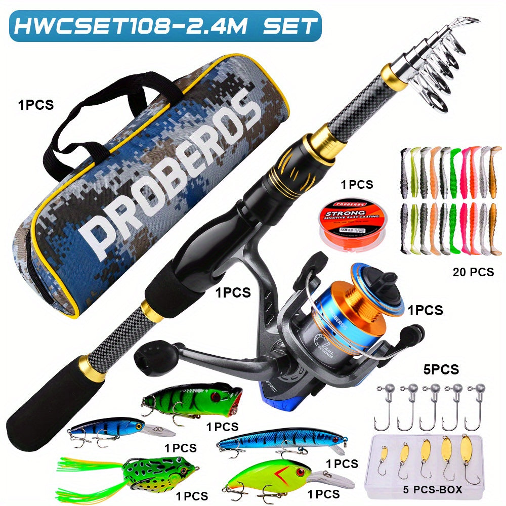 NNETM Fishing Rod Reel Combo Kit with Lures and Bag