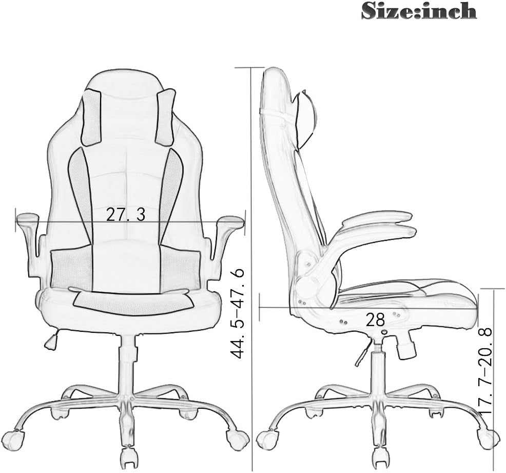 Blue PU Leather Ergonomic Gaming Chair With Lumbar Support