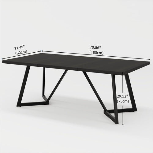 70.86 Inch Black Dining Table For 4 To 6 Family Room