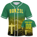Men's Brazil Custom Baseball Jersey Personalized Name Number Comfort Shirt with City Night View for Baseball Fans Gift