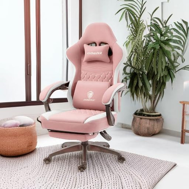 Pink Gaming Chair With Pocket Spring Cushion For Comfort