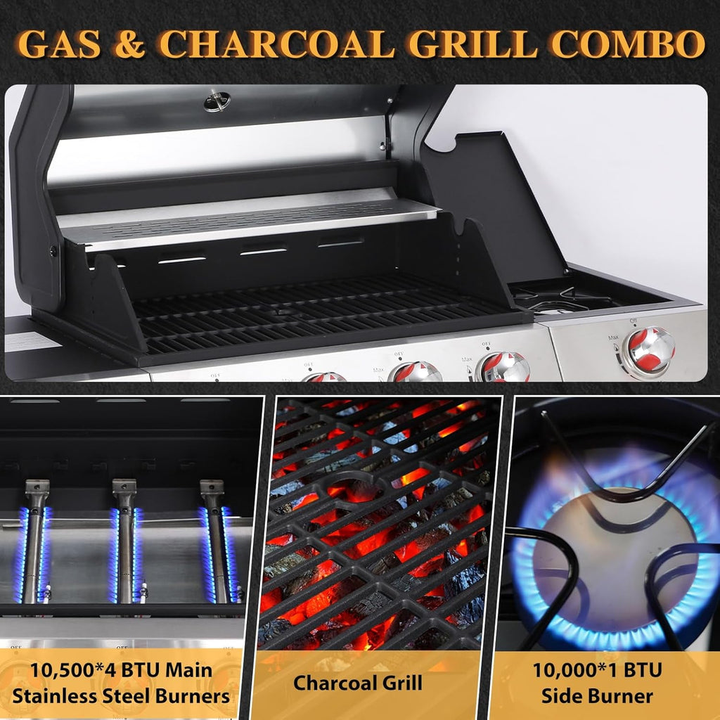 Propane Gas Grill With Side Burner Outdoor Cooking System