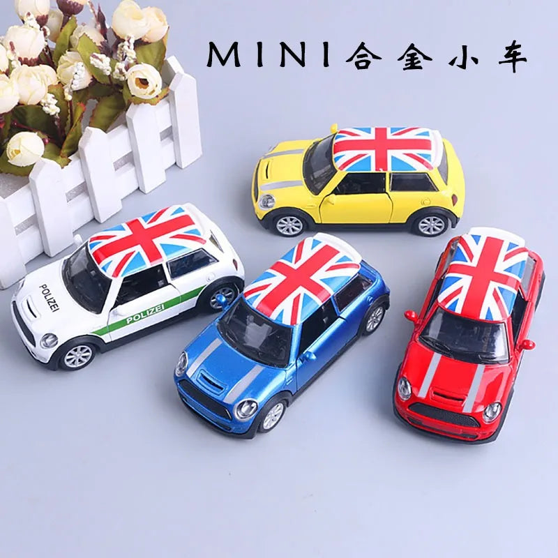 1:32 Diecast Alloy Mini Cooper Model Pull Back Function Ideal for Kids Boys Desktop Ornament & British Style Collectors