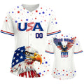 Custom USA Baseball Jersey for Women 4th of July Button Down Baseball Shirt with Personalized Name Number