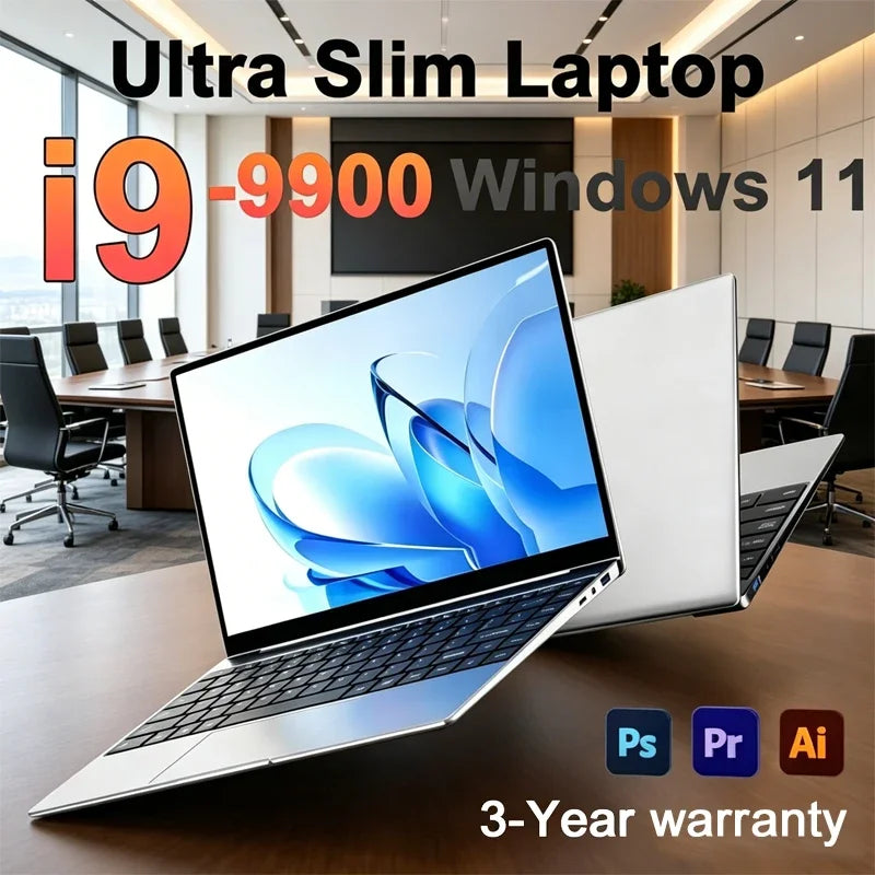 Portable Intel Core I9-9900 New 14.1 Laptop 32GB 2TB Gaming PC Ultra Slim Windows 11 Pro 1920*1080 HD Office Study Computer PC