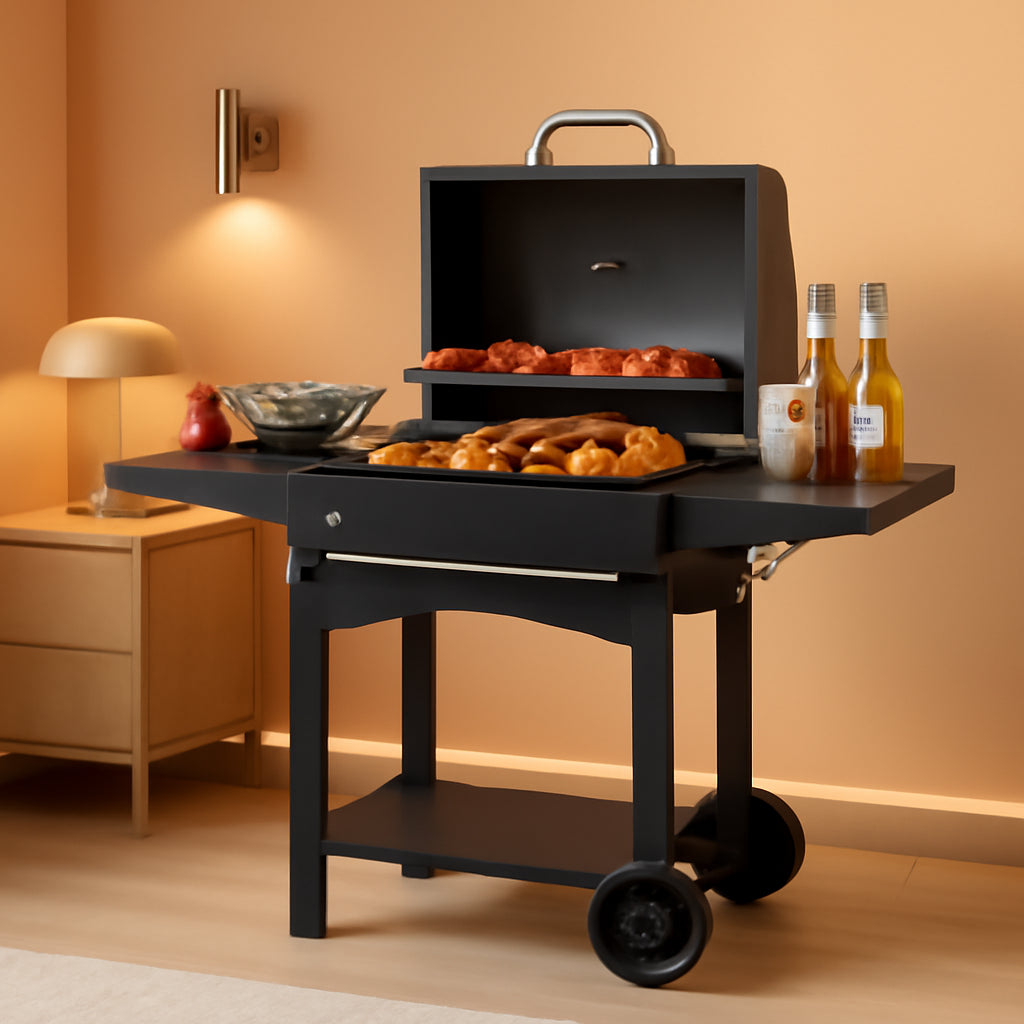 Charcoal Grill With Side Shelf Outdoor 353 Square Inches Grill Area