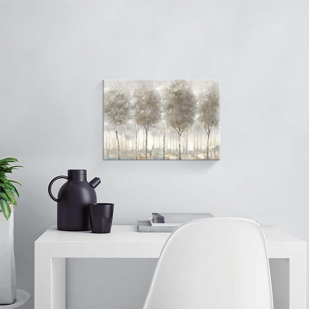 Monochromatic Abstract Forest Tree Canvas Wall Art