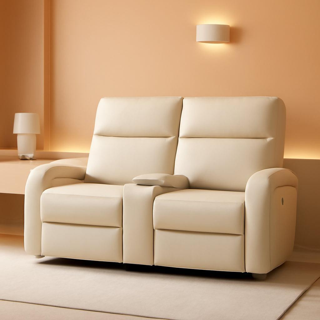 65.7 Inch Power Wall Hugger Recliner Loveseat With Console USB Type C Ports Beige