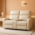 65.7 Inch Power Wall Hugger Recliner Loveseat With Console USB Type C Ports Beige