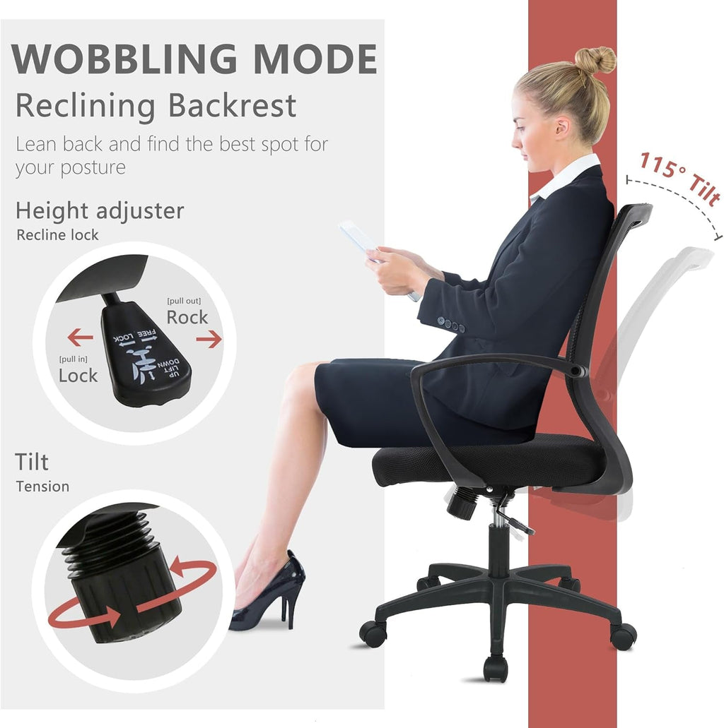 Ergonomic Office Gaming Chair Mesh With 360 Swivel Black