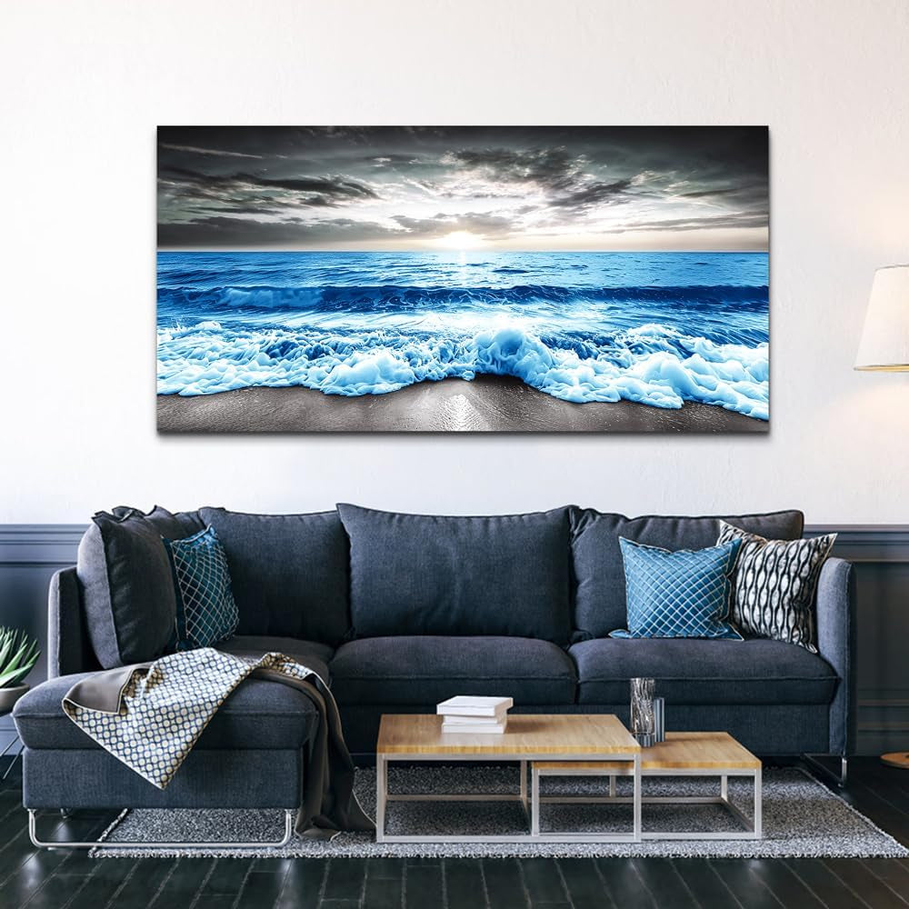 Blue Ocean Seascape Museum Quality Canvas Art 20x40
