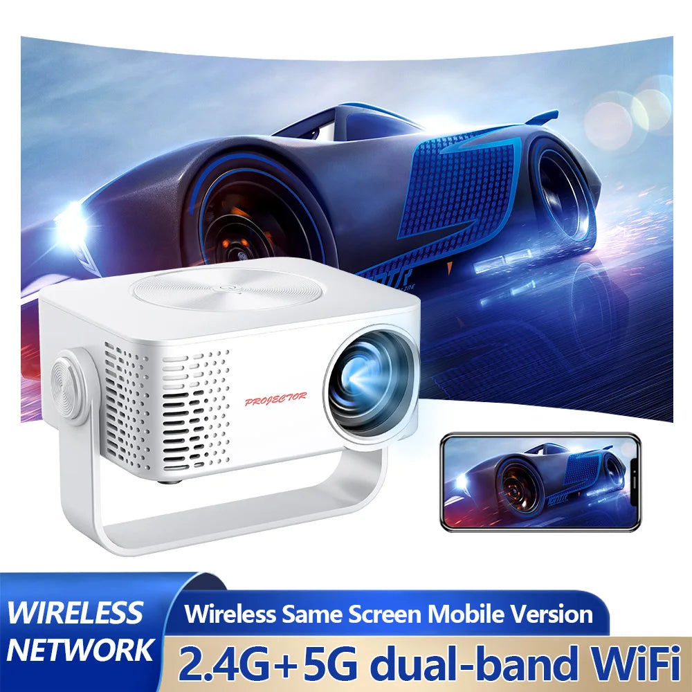 M60 Projector Full HD 1080P Supported 4K Portable Ultra Thin Projector Dual Band 2.4G+5G WiFi Auto Focus Auto Keystone Home Theater Office Projector