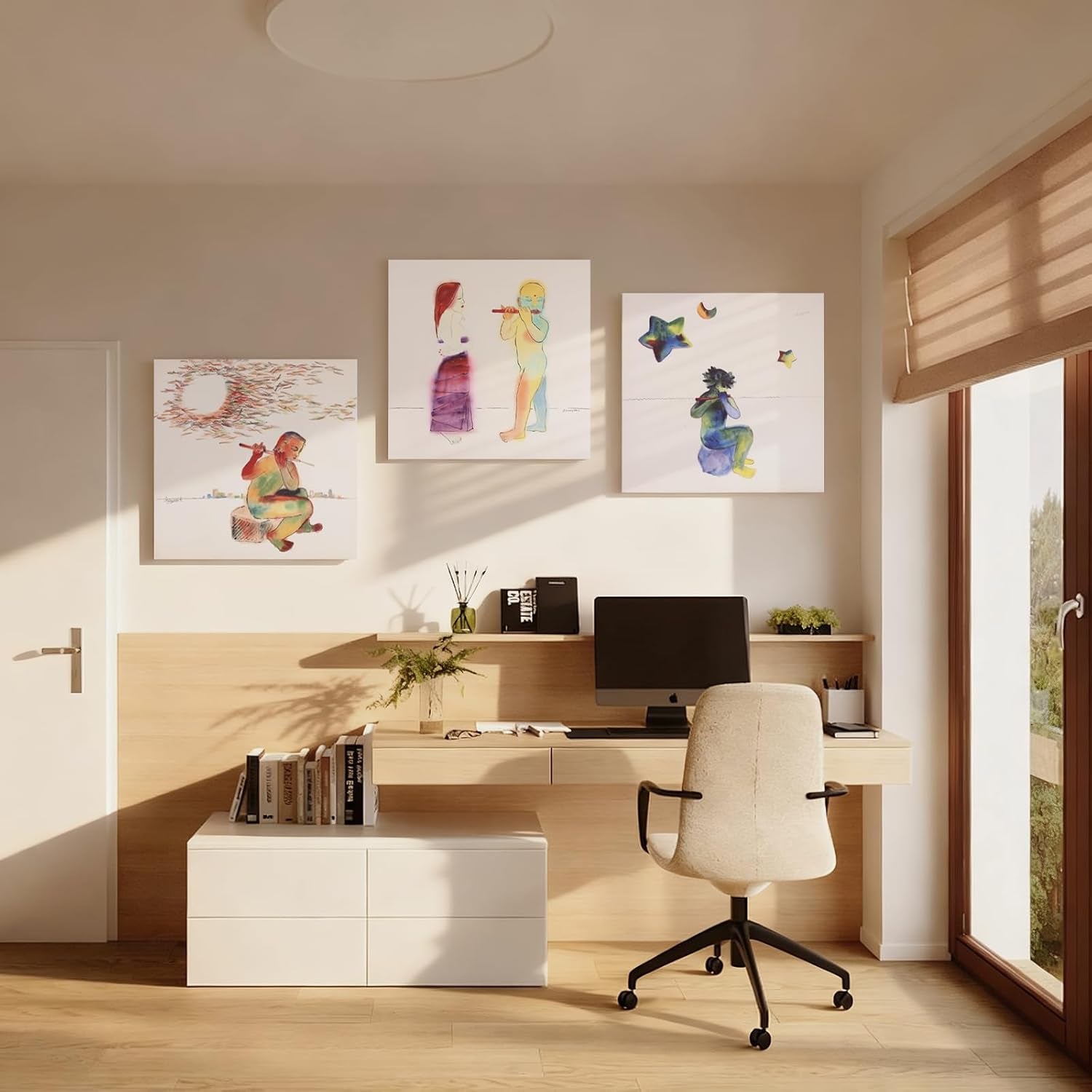 Three Piece Chromaticity Gradient Wall Art 16Inches