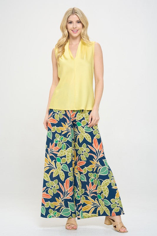 Silky Satin Vibrant V neck Sleeveless Top