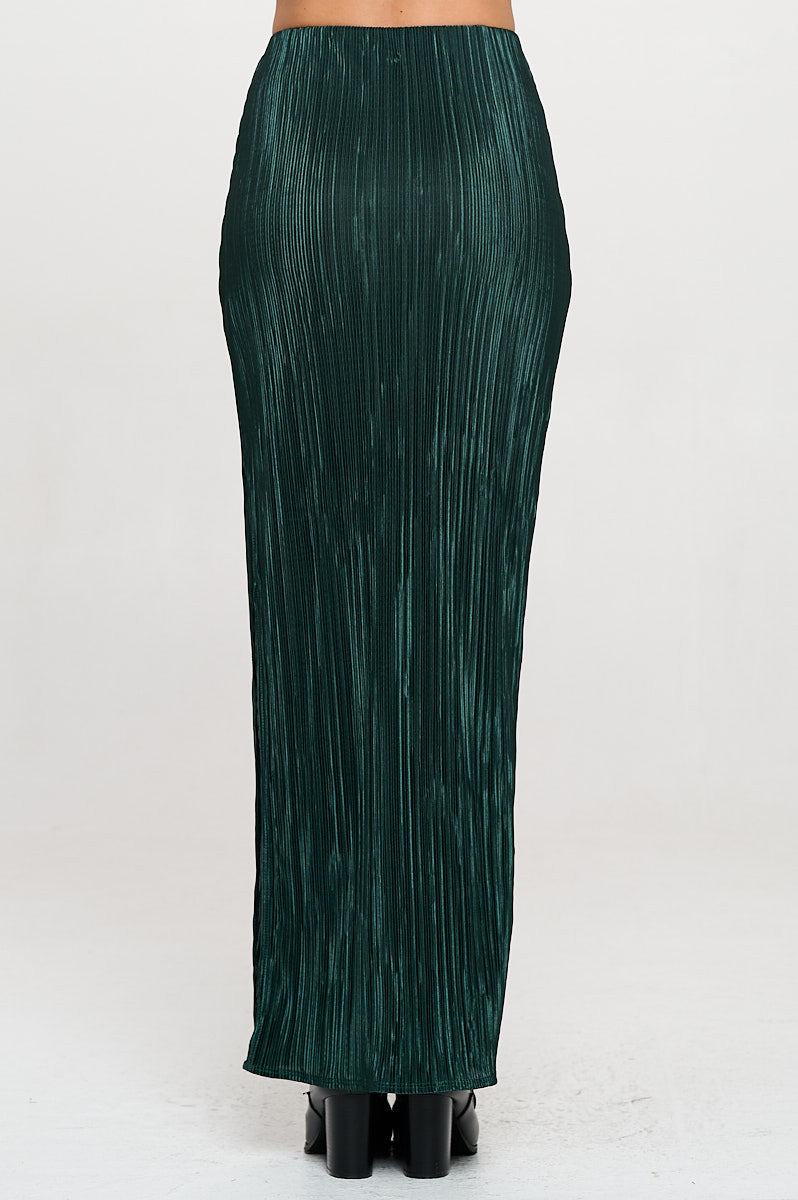 Plisse Maxi Skirt with Slit