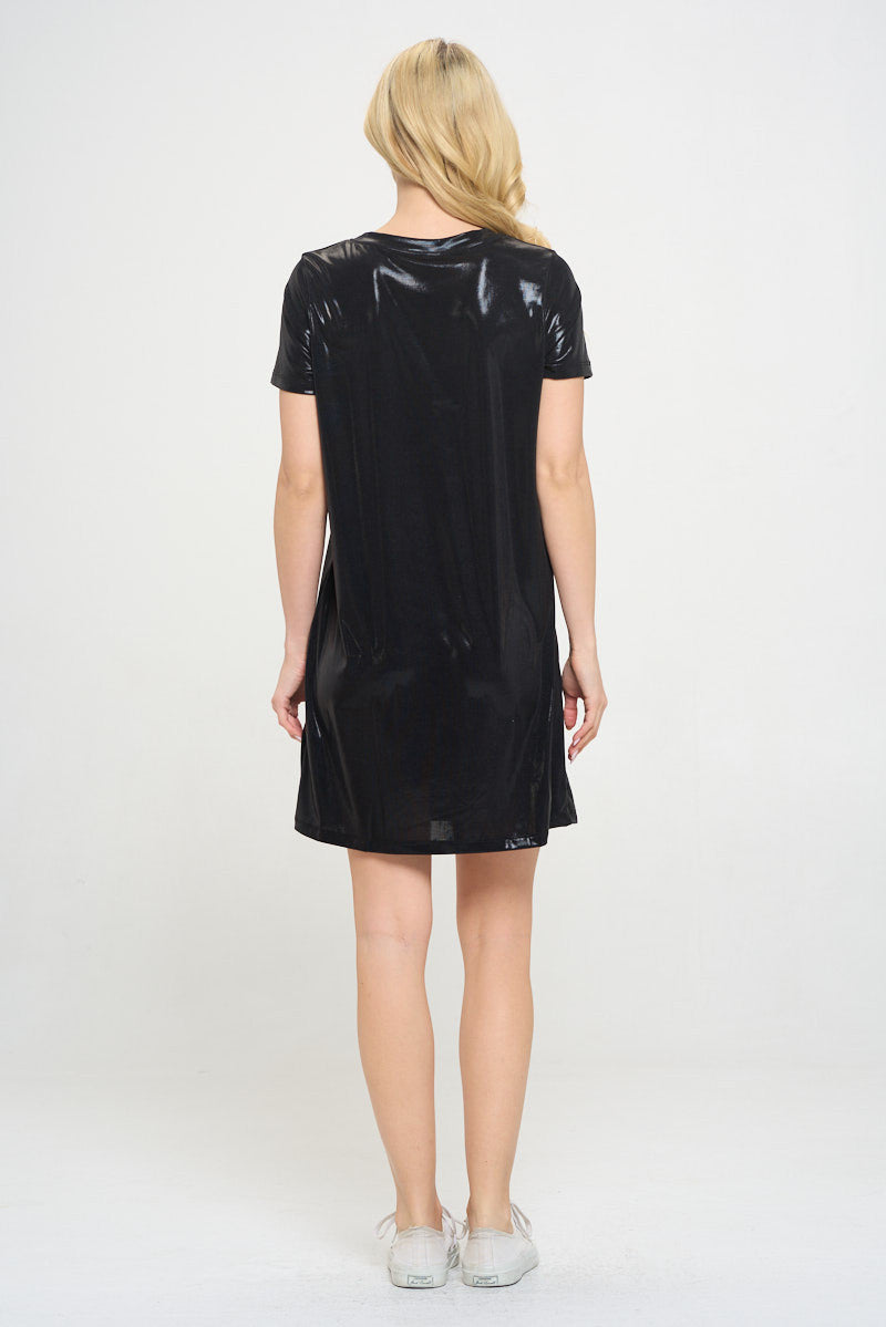 Metallic Short Sleeve Dress