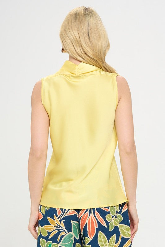 Silky Satin Vibrant V neck Sleeveless Top