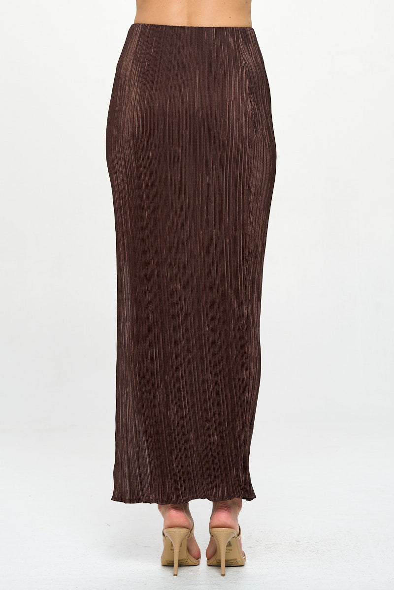 Plisse Maxi Skirt with Slit
