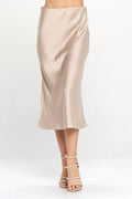 Solid Satin Midi Skirt