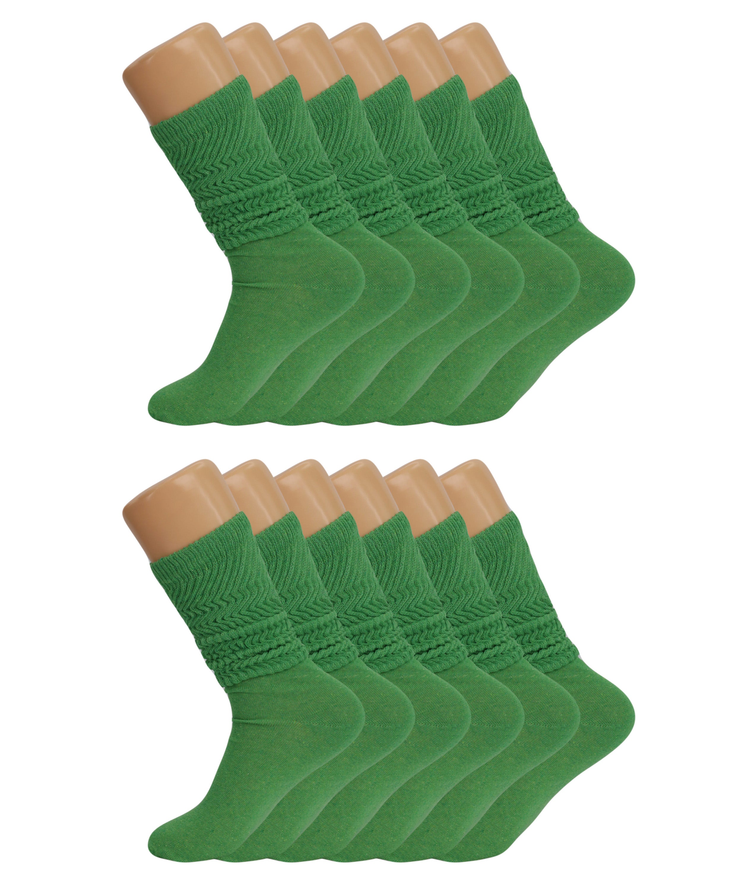 Women’s Slouch Scrunch Socks 12 Pairs Cotton Knee-High Shoe Size 5-10