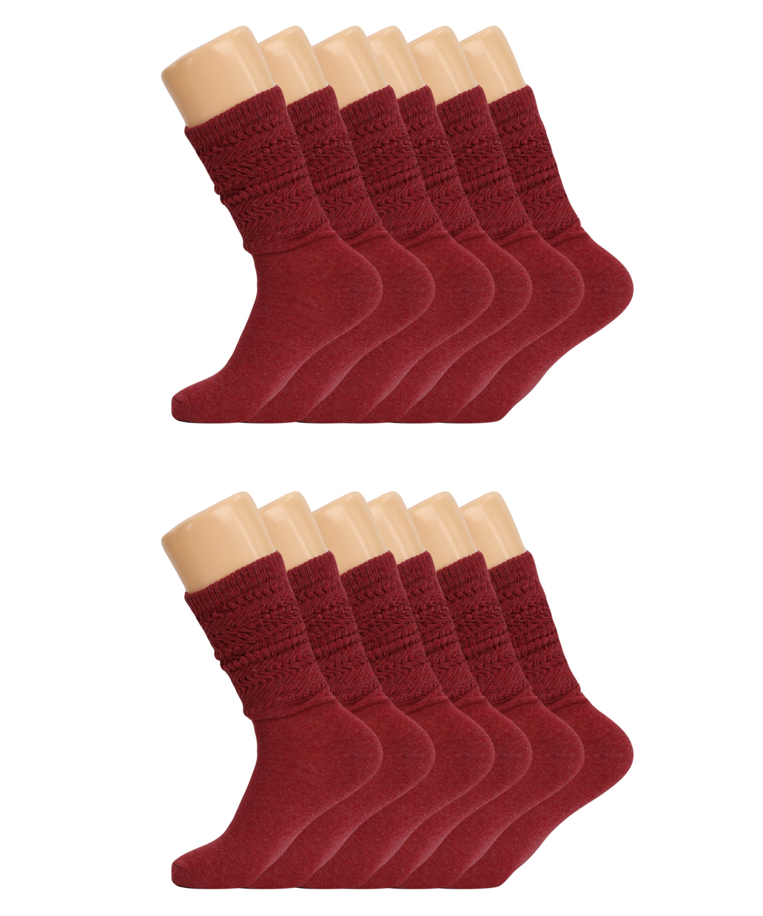 Women’s Slouch Scrunch Socks 12 Pairs Cotton Knee-High Shoe Size 5-10