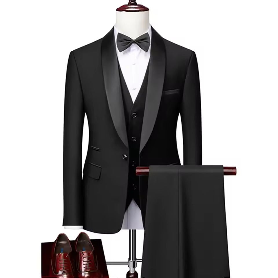 NNEOBA Mens Skinny 3-Piece Tuxedo Set Formal Suit (Black)