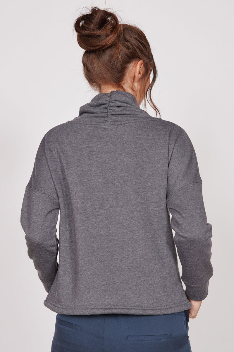 Evelyn Grey Marl Cowl Neck Pullover Top
